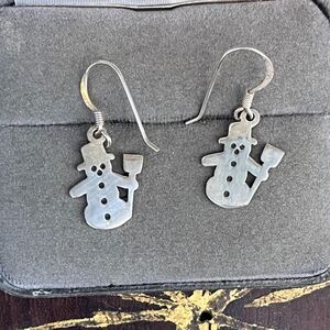 Sterling Silver Snowman Earrings Christmas Jewelry